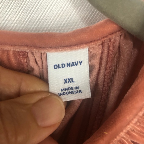 Old Navy Velour Back Button Peasant Top Butterfly Sleeve Blush - Picture 5 of 7